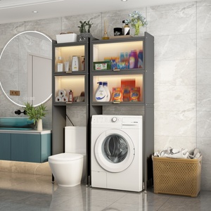 Armoire de rangement moderne à portes transparentes <span class=keywords><strong>au</strong></span>-<span class=keywords><strong>dessus</strong></span> des toilettes et de la machine à laver étagère de rangement pour salle de bain - Product Image 2