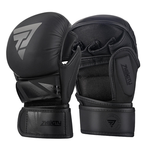 Guantes de Entrenamiento Transpirables de Piel Sintética Negra para Hombre y Mujer, para Boxeo y MMA - Product Image 1