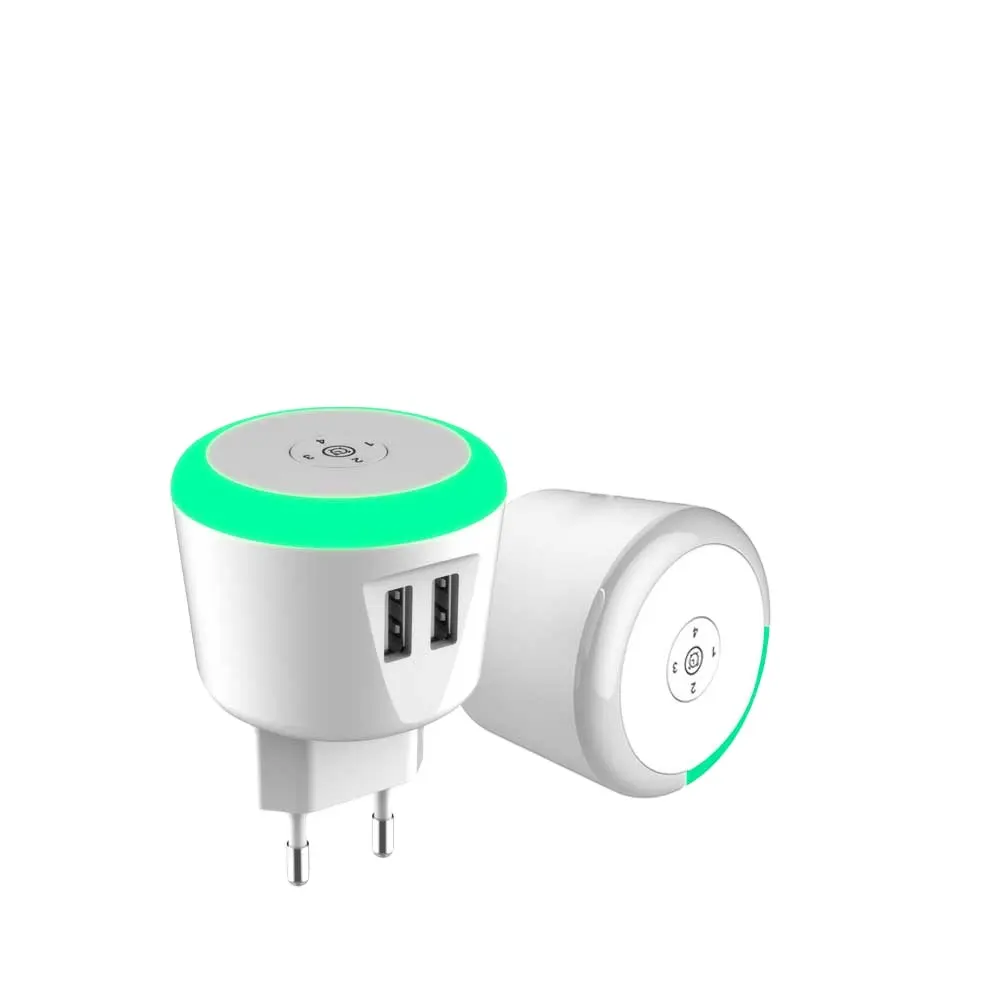 Temporizador de Controle Adaptador de Parede Carregador De Viagem Dual USB estação de carregamento Inteligente Com luz LED