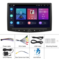 Hikity Radio mobil 10.1 inci 1Din, perangkat elektronik otomatis HiFi RDS Wifi GPS mobil Android Auto Carplay nirkabel layar berputar 2 + 64GB