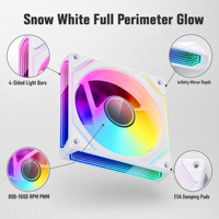 Ventilateur de boîtier PC SNOWMAN MK120-ARGB-WH 120mm blanc ARGB, miroir infini quatre faces, silencieux PWM 5V 3 broches, synchronisation, vente en gros