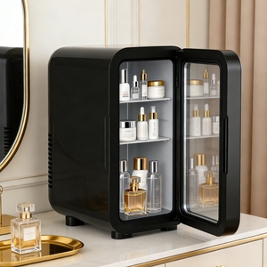Mini réfrigérateur portable personnalisé de 6 L, noir, <span class=keywords><strong>petit</strong></span> réfrigérateur cosmétique, réfrigérateur pour soins de la peau, réfrigérateur de <span class=keywords><strong>beauté</strong></span>, réfrigérateur avec porte en verre, mini réfrigérateur - Product Image 1