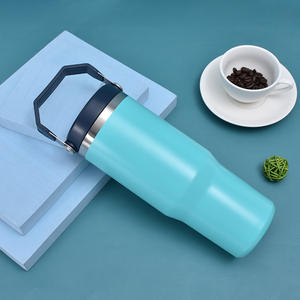 Bouteilles d'eau de voyage 30 oz, gobelet à café personnalisé, logo personnalisé, réutilisable, en acier inoxydable, écologique, gobelet isotherme sous vide, paille rabattable, poignée - Product Image 5