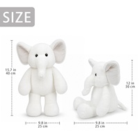 Peluche d'éléphant assis avec pattes rondes et oreilles surdimensionnées pour collections d'animaux de safari