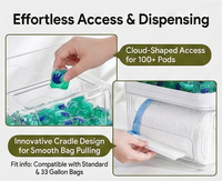 Distributeur de sacs poubelles 3-en-1 en plastique, conteneur pour dosettes de lessive et organisateur de tablettes nettoyantes pour armoire de cuisine et buanderie