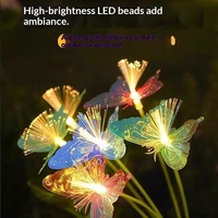 Lampe solaire extérieure à fibres optiques en forme de papillon, best-seller transfrontalier, colorée, pour jardin, paysage, décorative, à poser au sol/gazon