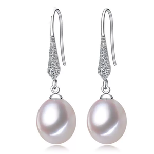 Boucles d'oreilles clous KAMMY vintage en argent sterling 925 avec perle naturelle d'eau douce en forme de riz 7-7,5 mm, tendance pour femme - Product Image 1