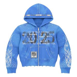 เสื้อฮู้ดดี้ผ้าฝ้าย 100% ทรงโอเวอร์ไซส์ แต่งคริสตัล ล้างสีแบบแอซิด คุณภาพพรีเมียม สไตล์สตรีทแฟชั่น ใส่ได้ทุกวัน ลำลอง ใหม่ เสื้อฮู้ดดี้ผู้ชาย - Product Image 2