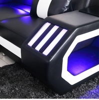 Amerikanisches Wohnzimmer Modernes Modulares Leder-Chesterfield-Sofa-Set Bluetooth LED-Licht Smart Ecksofa-Bett für Hotel- und Villennutzung