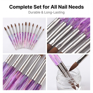 Pinceau à ongles en acrylique Kolinsky, manche irisé violet, logo personnalisé, vente en gros d'usine, pour salon de manucure, manucure DIY à domicile - Product Image 6