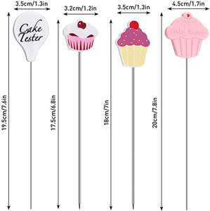 4 pièces testeur de gâteau aiguilles en acier inoxydable aiguilles de test de gâteau réutilisables testeur de gâteau pratique pour cuisine maison <span class=keywords><strong>boulangerie</strong></span> outils - Product Image 2