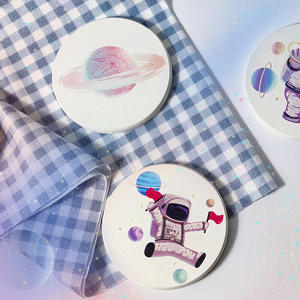Sous-verre rond en terre de diatomée, motif spatial, séchage rapide, absorbant, style japonais, multicolore, pour restaurant, bureau, salle d'étude - Product Image 1