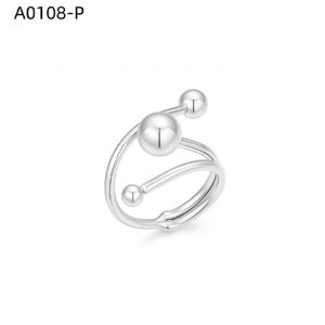 Anillo de moda Amy Amy A0108 de acero inoxidable con forma de bola, estilo moderno para mujer, regalo, uso diario, chapado en plata 925 - Product Image 1