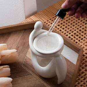 Diffuseur d'huile en céramique Bougie Photophore Home Bedroom Decor-Attendez un moment - Product Image 4