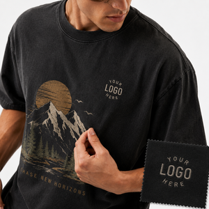 เสื้อยืดคอกลมลายกราฟิกวินเทจสำหรับผู้ชาย ผ้าหนาพิเศษ สั่งทำโลโก้ แบรนด์ส่วนตัว รับผลิตแบบ OEM ขายส่งจากโรงงาน - Product Image 1