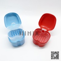 Boîte de rangement pour nettoyage orthodontique de fausses dents avec filet de suspension et passoire