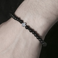 Breloques élastiques en pierre naturelle de 4 mm (lave, turquoise, pierre de galbette noire) pour bracelets, accessoires de mode pour couples