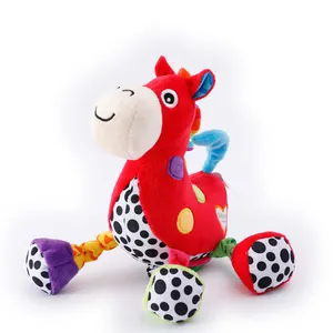 0-12 mesi neonato morbido musica per bambini peluche simpatico cavallo rosso culla passeggino letto giocattoli appesi