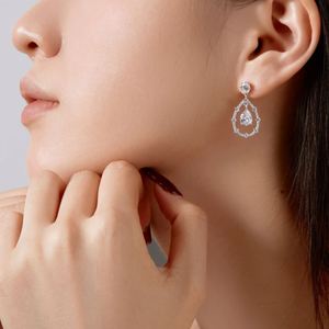 Dylam Top Picked Elegance 925 Sterling <b>Silver</b> Rhodium Plated Waterdrop Shape 5A Cubic Zirconia Dangle <b>Stud</b> Earrings for Women - Product Image 5