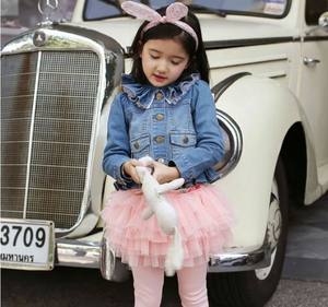 Chaquetas de Mezclilla Elásticas de Primavera para Niñas con Encaje, Abrigos para Niños - Product Image 3