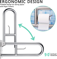 Barre d'appui pliable pour toilettes handicapées, poignées rabattables pour personnes handicapées, personnes âgées, femmes enceintes