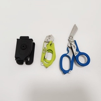 Ciseaux de sauvetage multifonctionnels d'urgence en acier inoxydable pliables avec règle et brise-vitre pour activités de plein air