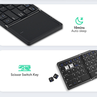 Teclado Bluetooth Ultra Delgado Plegable con Panel Táctil, Teclado Inalámbrico Recargable de Bolsillo para Tablet, Laptop, iOS, Android, Windows