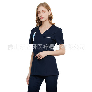 Ensemble uniforme de travail d'hôpital à manches courtes, style coréen, uniforme de travail pour esthéticienne, dentiste, infirmière, uniforme de protection des mains - Product Image 5