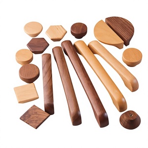 Juego de tiradores y pomos de madera hechos a mano, ligeros, de forma redonda, diseño moderno minimalista, duraderos para uso en interiores - Product Image 1