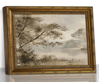 Décoration de salle de bain, chambre à coucher, salon |   Art sur toile |   Impression de paysage de forêt sépia vintage encadrée en or OEM ODM