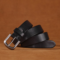 Ceinture classique vintage en cuir de vachette de qualité supérieure avec boucle ardillon en alliage, légère, durable, tendance, polyvalente, style rétro littéraire, largeur 2,8 cm