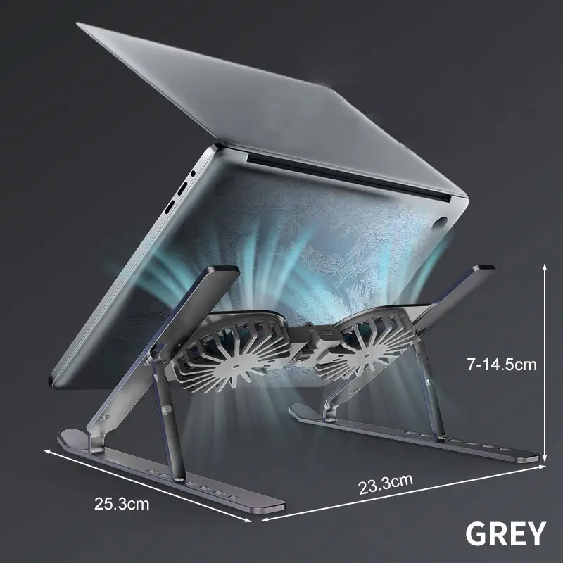 Suporte ajustável Mini Laptop Tablet Stand Com Ventilador De Alumínio Portátil Dobrável Notebook Stand Com