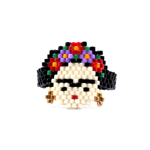 9 años de fábrica estilo hecho a mano, anillo de los hombres de las mujeres de la amistad de la muchacha de Flor de Oro étnicos esqueleto tejido con cuentas de MiyukiRing - Product Image 2