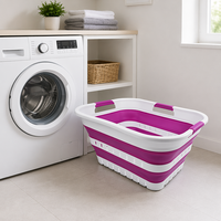 Panier à linge pliable en silicone, bac à laver portable avec poignées de transport pour la maison, la salle de bain et le rangement extérieur des vêtements