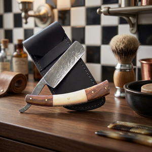 ASAP Foldable Damascus Stainless Steel Cut Throat <b>Razor</b> for <b>Men</b> Luxury Barber Straight <b>Razor</b> with Wood Handle - Product Image 5