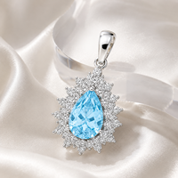 Pendentif de fiançailles en argent 925 avec zircon et pierres précieuses cultivées UM Jewelry, idéal pour un usage quotidien ou comme cadeau d'anniversaire de mariage