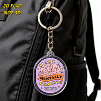 Gantungan Kunci Akrilik Klub Penyembuhan Mental Desain Otak & Bunga Dua Sisi Transparan untuk Kunci, Tas, Ransel