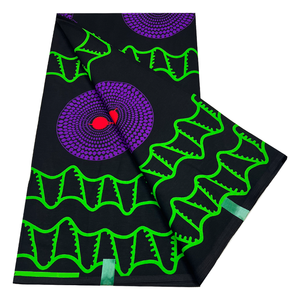 100% algodón Tela con estampado de cera <span class=keywords><strong>Real</strong></span> diseño holandés Hollandais Pagne África vestido de costura tela 6 yardas negro ropa duradera - Product Image 1