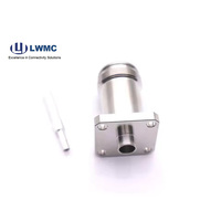 50ohm Cable impermeable eléctrico 4,3/10 RF Coaxial Jack conector hembra 4 agujeros brida montada para cable 141