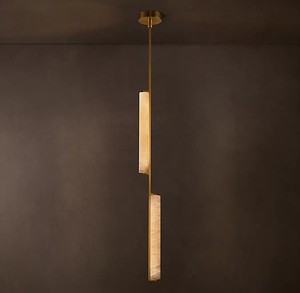 Lustre moderne en albâtre <span class=keywords><strong>Cora</strong></span>, lampes suspendues de luxe dorées, luminaire suspendu en marbre pour salon - Product Image 3