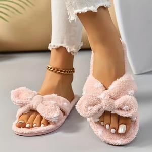 Pantuflas de Invierno para Mujer, Ligeras, Antideslizantes, para Interiores, Punta Abierta, Felpa, Impermeables, con Lazo, para Uso Doméstico, Venta al Por Mayor - Product Image 2