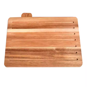 Lot de 3 planches à découper en bois d'acacia rectangulaires écologiques en bois massif avec support de base pour la cuisine - Product Image 4