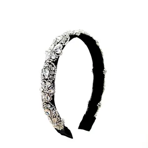 Diadema personalizada con nuevo estilo barroco parpadeante, diadema completa con diamantes de imitación y aro para el pelo