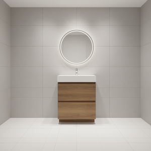 Mueble de Baño Moderno Independiente de 30 Pulgadas con Lavabo Individual, Gabinete Bajo Encimera y Doble Cajón para Baños Pequeños - Product Image 2