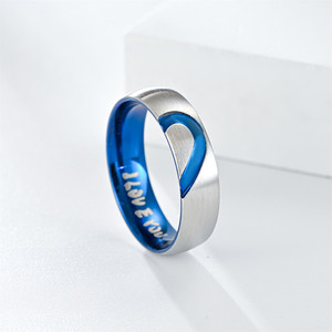 Anello di coppia di diamanti con diamanti Europa e Stati Uniti nuovo anello in acciaio inossidabile a forma di diamante - Product Image 5