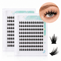 Vente en gros de bouquets de cils autocollants DIY, faux cils fins sans colle, adaptés au maquillage naturel des yeux