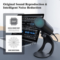 Microphone USB personnalisable pour podcast, ordinateur, microphone à condensateur pour jeux vidéo, YouTube, vidéo, support réglable, microphone de studio