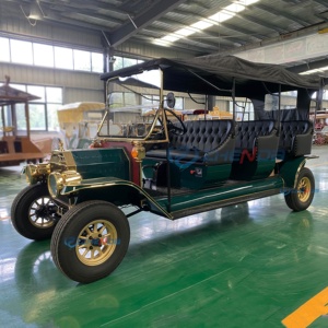 Coche Turístico Clásico Vintage Eléctrico de Alta Gama con 3 Filas de Asientos Negros y 4 Ruedas - Product Image 2