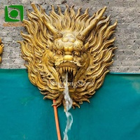 Statue de tête de Dragon d'eau en fibre de verre Style chinois, Statue de tête d'animal en résine