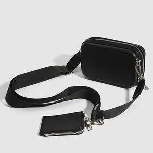 Sac à bandoulière pour <span class=keywords><strong>homme</strong></span> en cuir noir <span class=keywords><strong>rigide</strong></span> multi-poches en gros, sac à bandoulière pour <span class=keywords><strong>homme</strong></span>, sac en PU personnalisé pour l'été, sacs mini tendance - Product Image 3